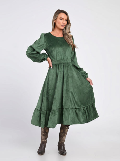 Rochie verde din raiat Sofia Natalee