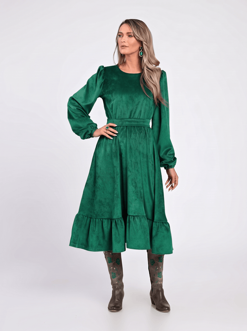 Rochie verde din raiat Sofia Natalee