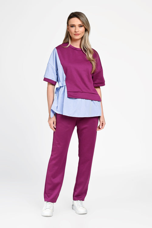 Trening damă casual cu inserții tip cămașă Larisa Natalee Fashion