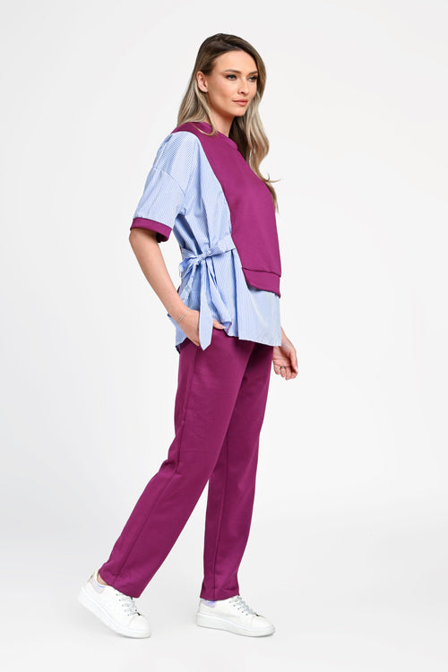 Trening damă casual cu inserții tip cămașă Larisa Natalee Fashion