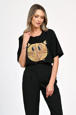Tricou dama negru Yvette Natalee Fashion