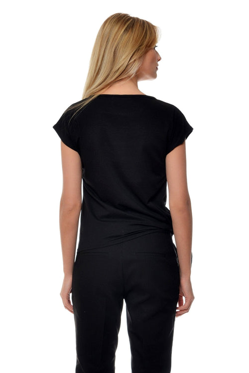 Natalee Fashion Tricou Tricou negru colt margarete