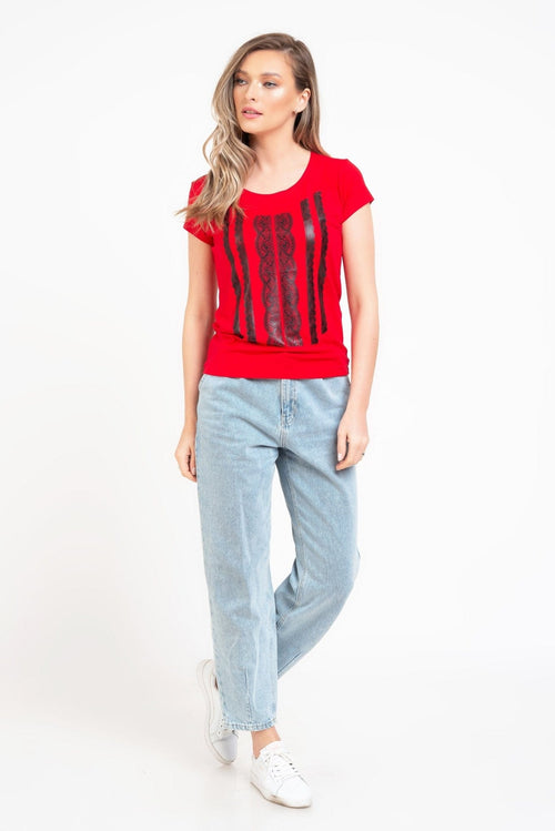 Natalee Fashion Tricou Tricou rosu Anamarie