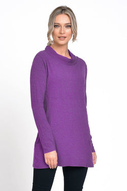 Natalee Fashion Bluză Tunica cu guler larg purple Gilda